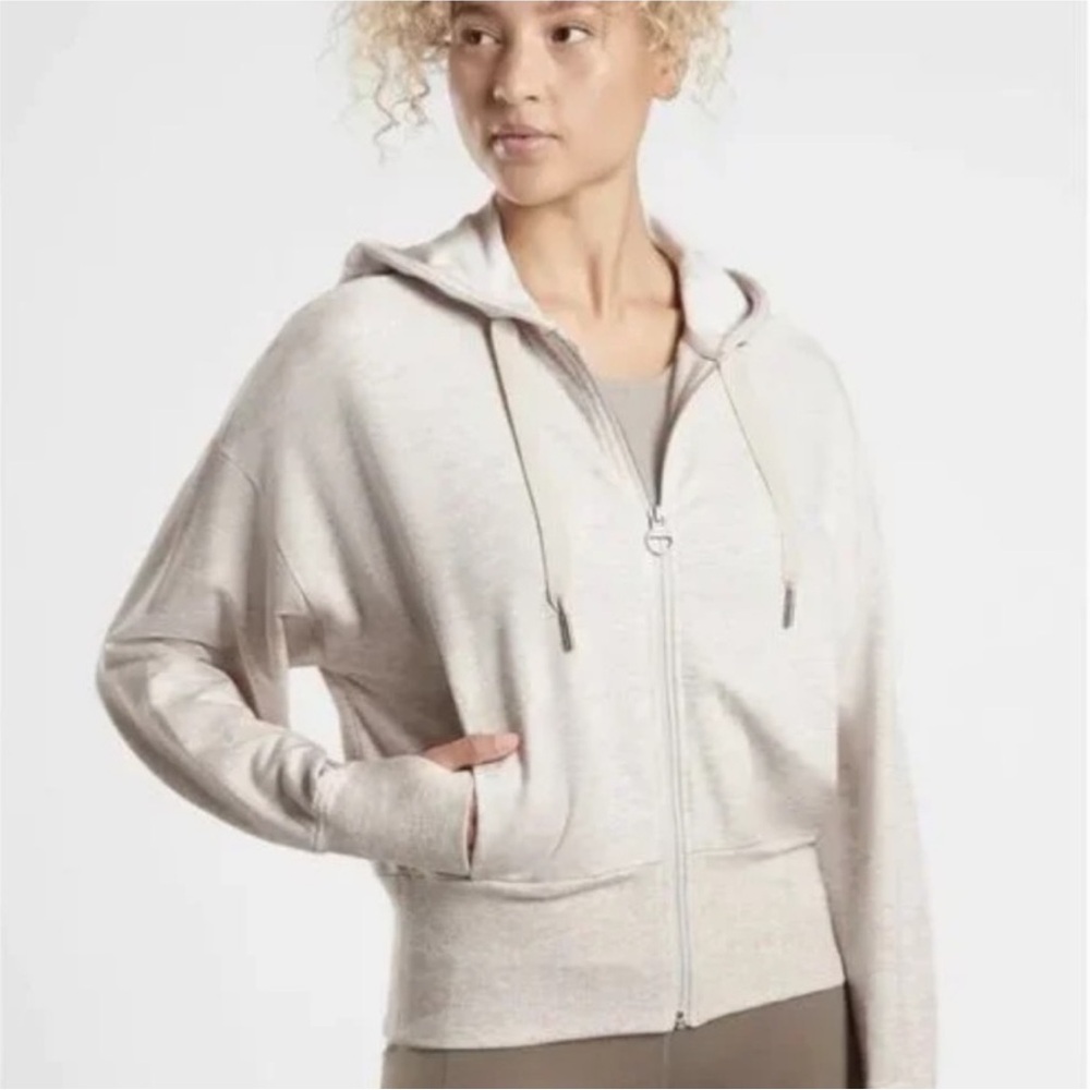 Athleta Balance Sweatshirt - Light Tan Zip-Up